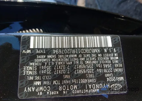 2024 Hyundai Tucson Hybrid Blue from USA, damaged, VIN KM8JBCD11RU207694